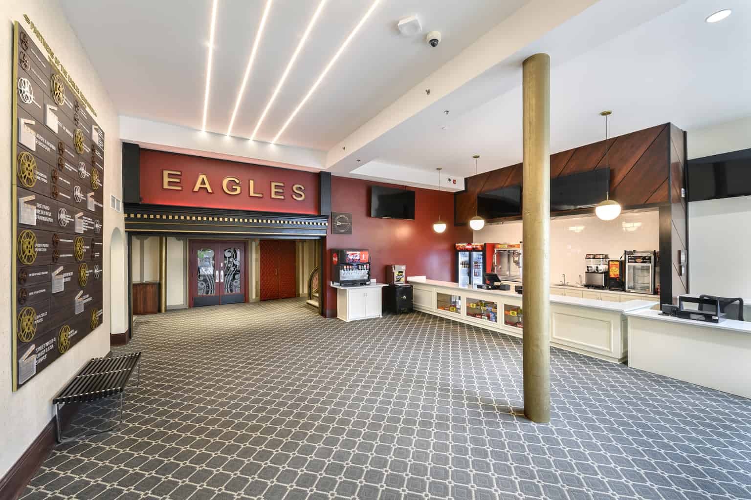 Inside the Eagles Theatre lobby