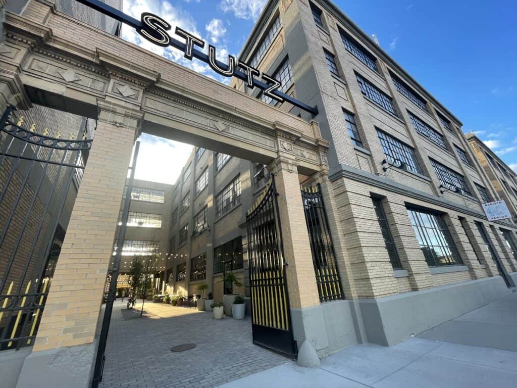 The new gateway entrace at the Stutz Building