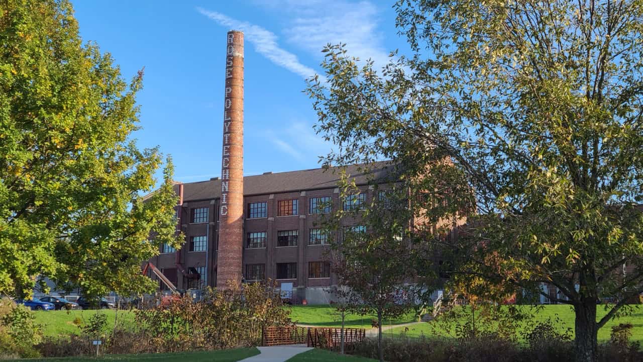 A rear view of Moench Hall at Rose Hulman University
